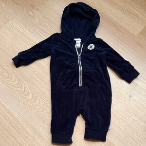 Converse Navy Blue Hooded Velour One-Piece Bodysuit for Kids